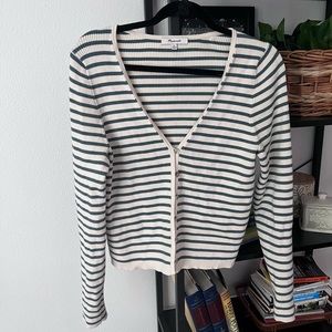 Madewell Striped Button Front Sweater